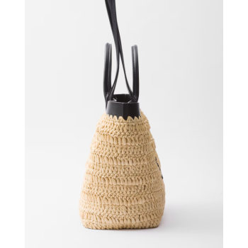 PRADA SMALL CROCHET AND LEATHER TOTE BAG