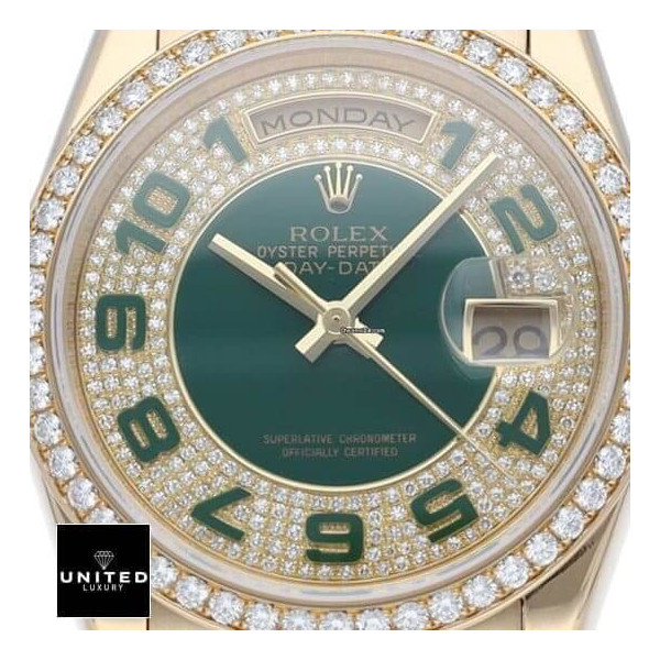 Rolex Datejust Yellow Gold Green Dial Iced out 118348 Replica