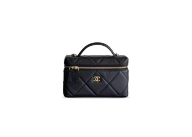 CH@NEL MASTER 25K DIAMOND PATTERN CALFSKIN VANITY CASE AP4936 (19.5*17*5cm)