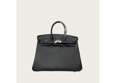 HERMÈS BIRKIN 35 TOGO BLACK LEATHER AND SILVER BUCKLE HANDBAG