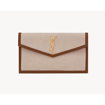 YSL uptown pouch in canvas and smooth leather