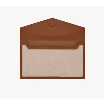 YSL uptown pouch in canvas and smooth leather