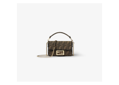 FENDI FABRIC Borsa in tessuto jacquard FF marrone（19*4*11.5cm）