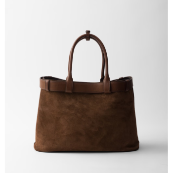 PRADA LARGE BUCKLE PRADA BUCKLE SUEDE BAG WITH BELT