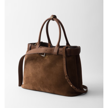 PRADA LARGE BUCKLE PRADA BUCKLE SUEDE BAG WITH BELT
