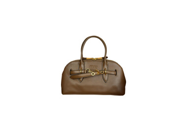 MIU MIU AVENTURE NAPPA LEATHER BROWN HANDBAG 5BB168 (33*17*11cm)