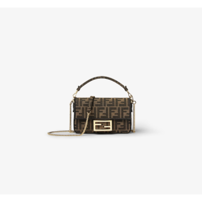 FENDI FABRIC Borsa in tessuto jacquard FF marrone（19*4*11.5cm）