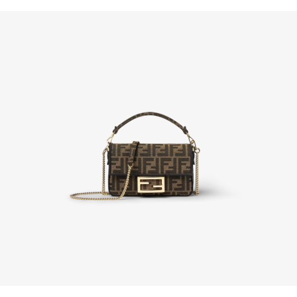 FENDI FABRIC Borsa in tessuto jacquard FF marrone（19*4*11.5cm）