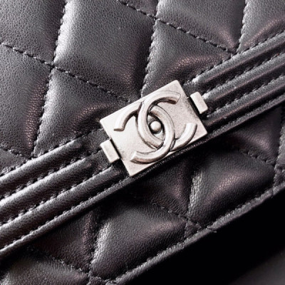 Ch@nel Wallet On Chain-Silver Hardware-19*12*3.5CM