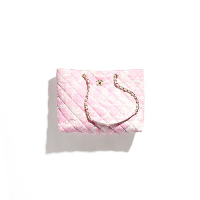 CH@NEL MASTER COCO BEACH 2025 COLLECTION SHOPPING BAG PRINTED DENIM AS5429 (37*28.5*13cm)