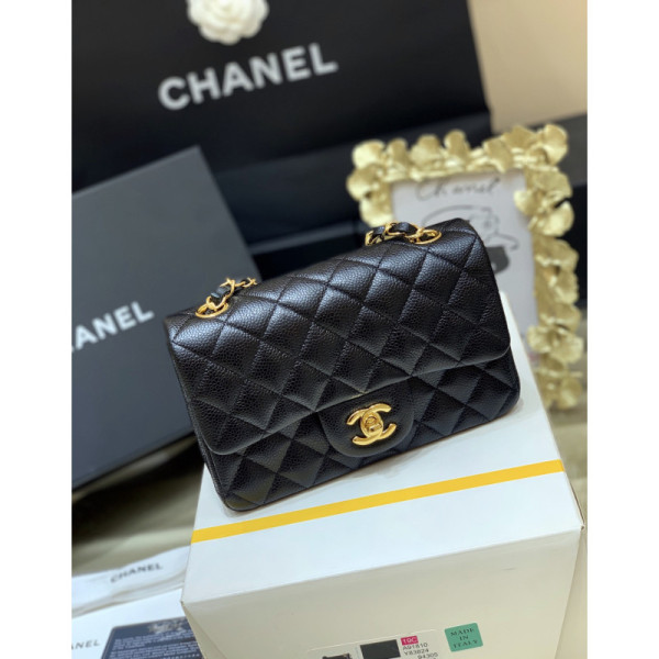 Ch@nel Flap Bag-Caviar-Gold Hardware-20CM