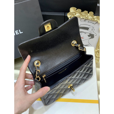 Ch@nel Flap Bag-Caviar-Gold Hardware-20CM